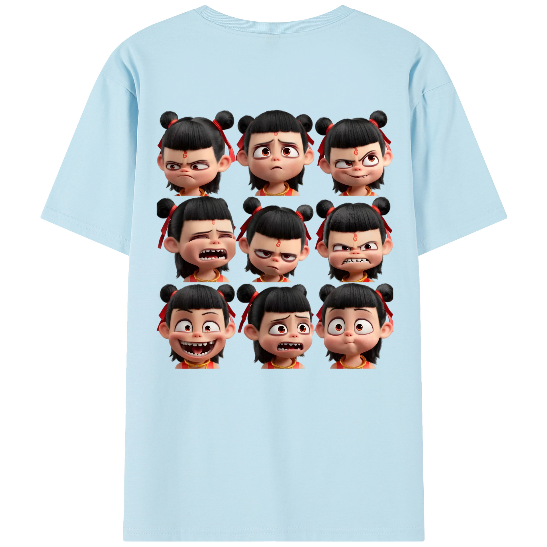 （画像用） Ne Zha 2 ナタ 魔童の大暴れ 綿100％半袖Tシャツ（背面プリント）